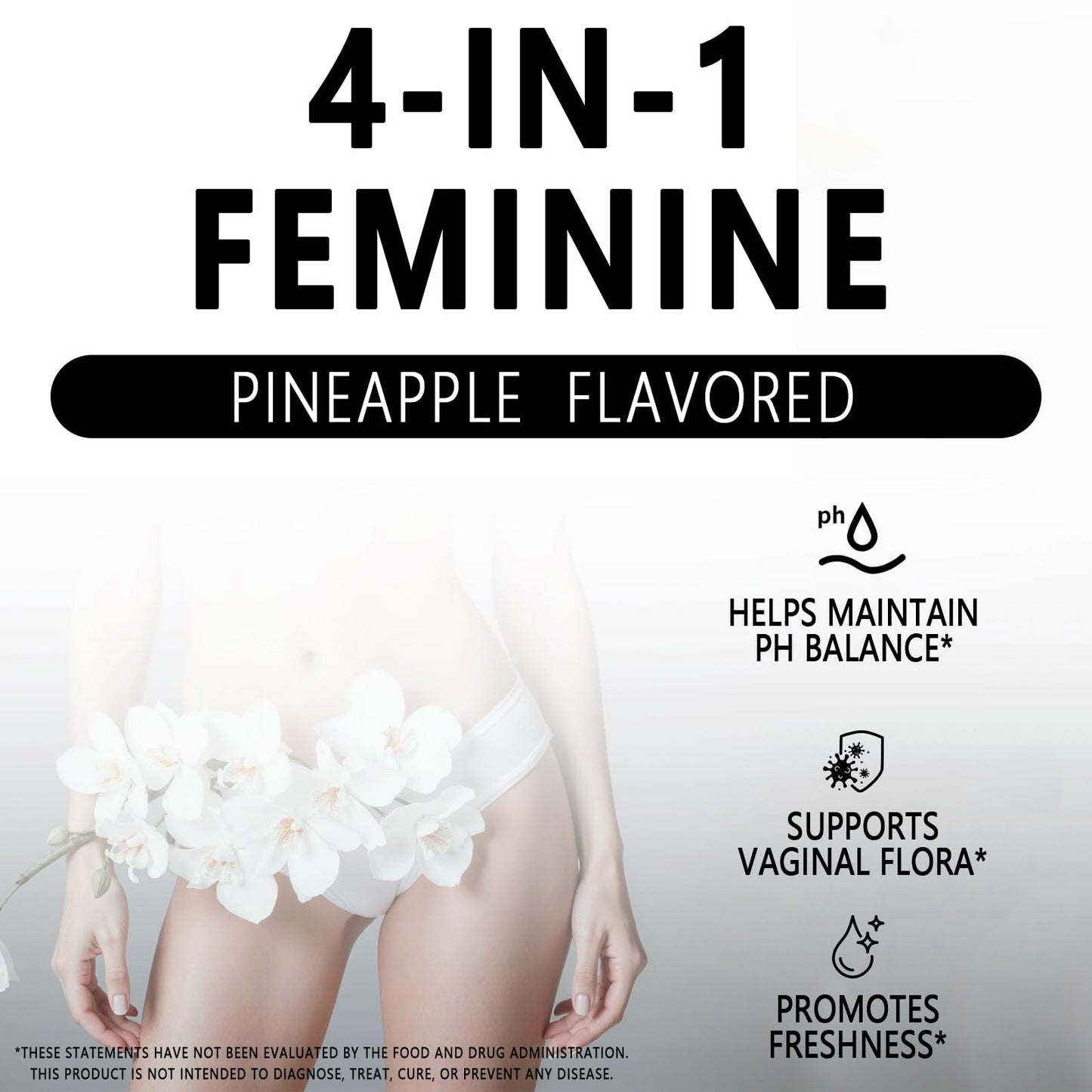 Yalei 4-in-1 Premium Feminine Balance & pH Balance Gummies for Women, 60 Count
