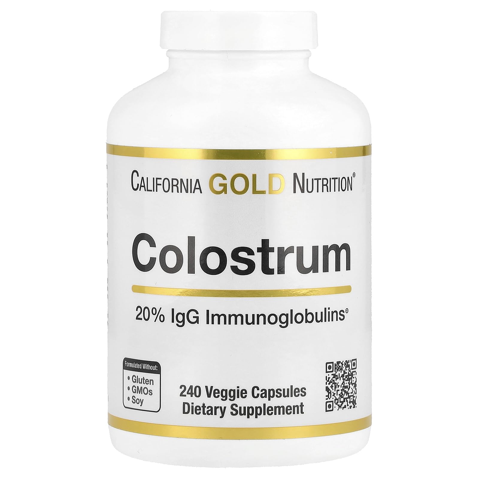 California Gold Nutrition Colostrum Concentrated Bovine Pre-Milk Supplement Featuring Immunoglobulins Capsule 1 Count