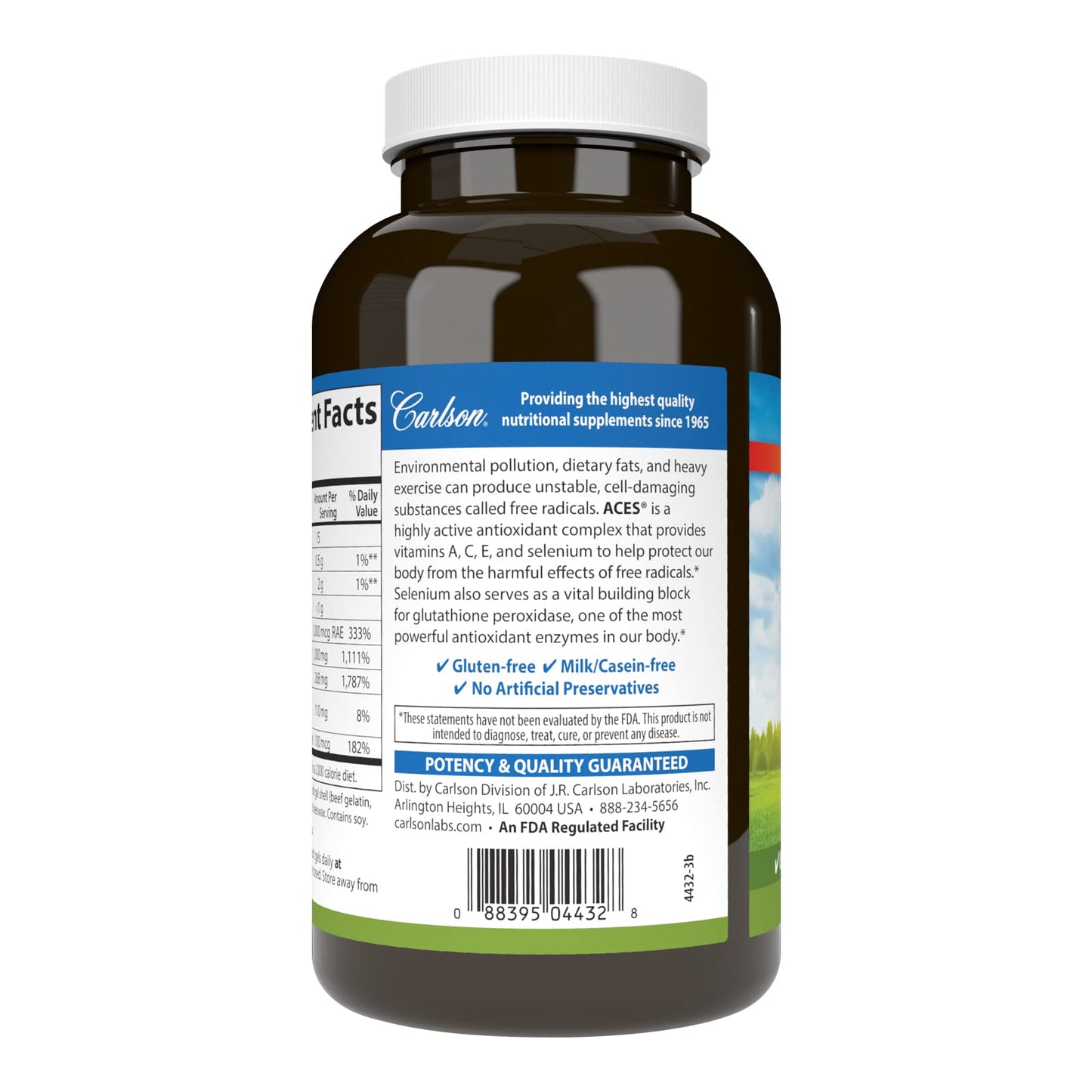 Carlson ACES Vitamins A, C, E + Selenium, Cellular Health & Immune Support, Antioxidant, Softgels, 200