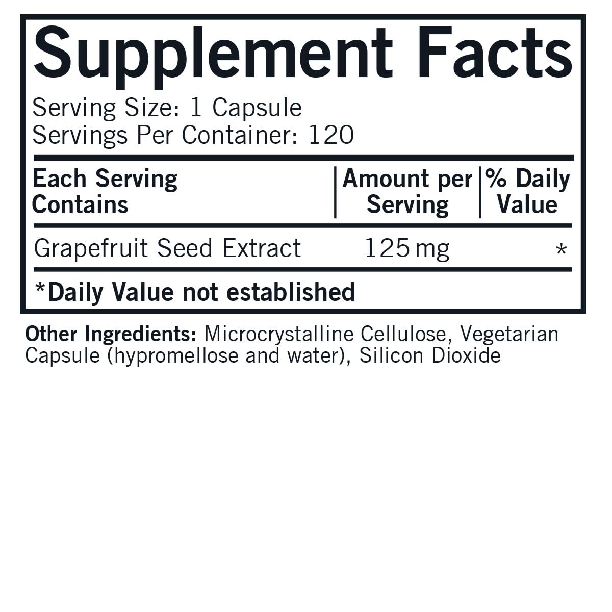Kirkman Grapefruit Seed Extract 125 mg Capsules, 120 Count