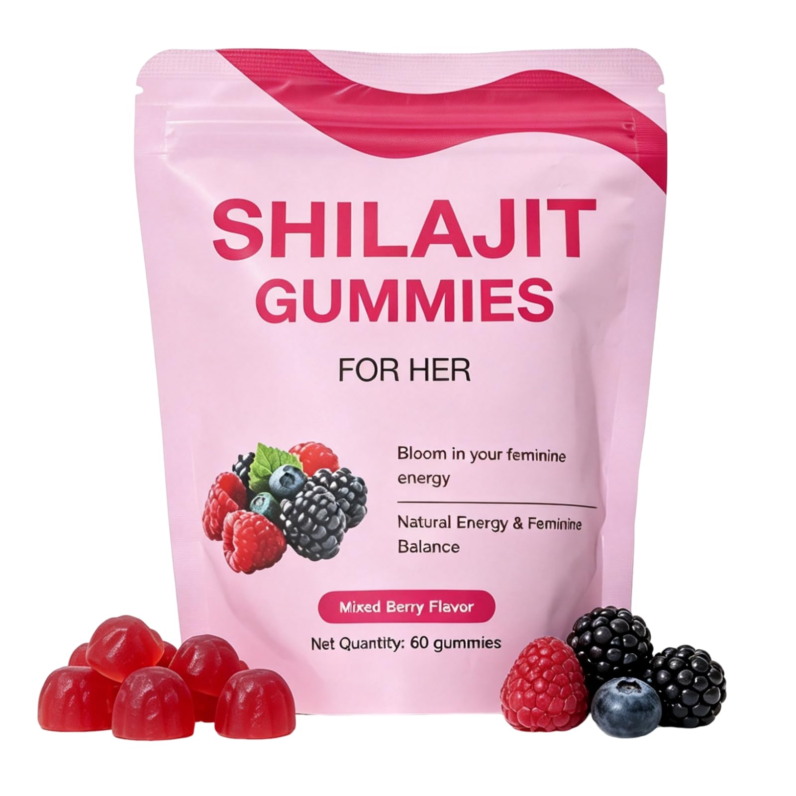 DLZFUDTY Shilajit Gummies for Women, Botanical Formula, Mixed Berry Flavor, 1 Count