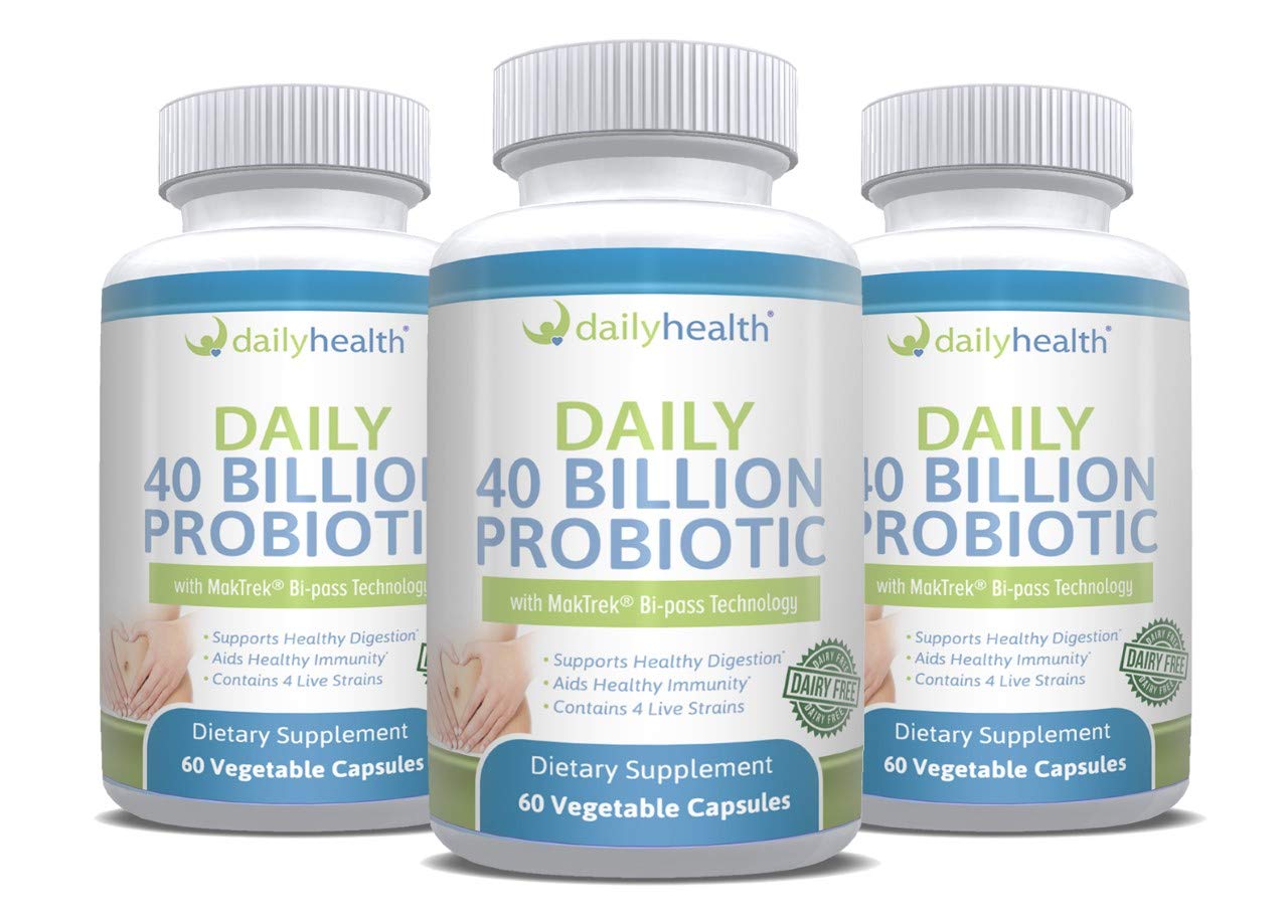 Daily Health Probiotic 40 Billion CFU MakTrek Bi-Pass Technology Digestion Immune Health Capsule 180