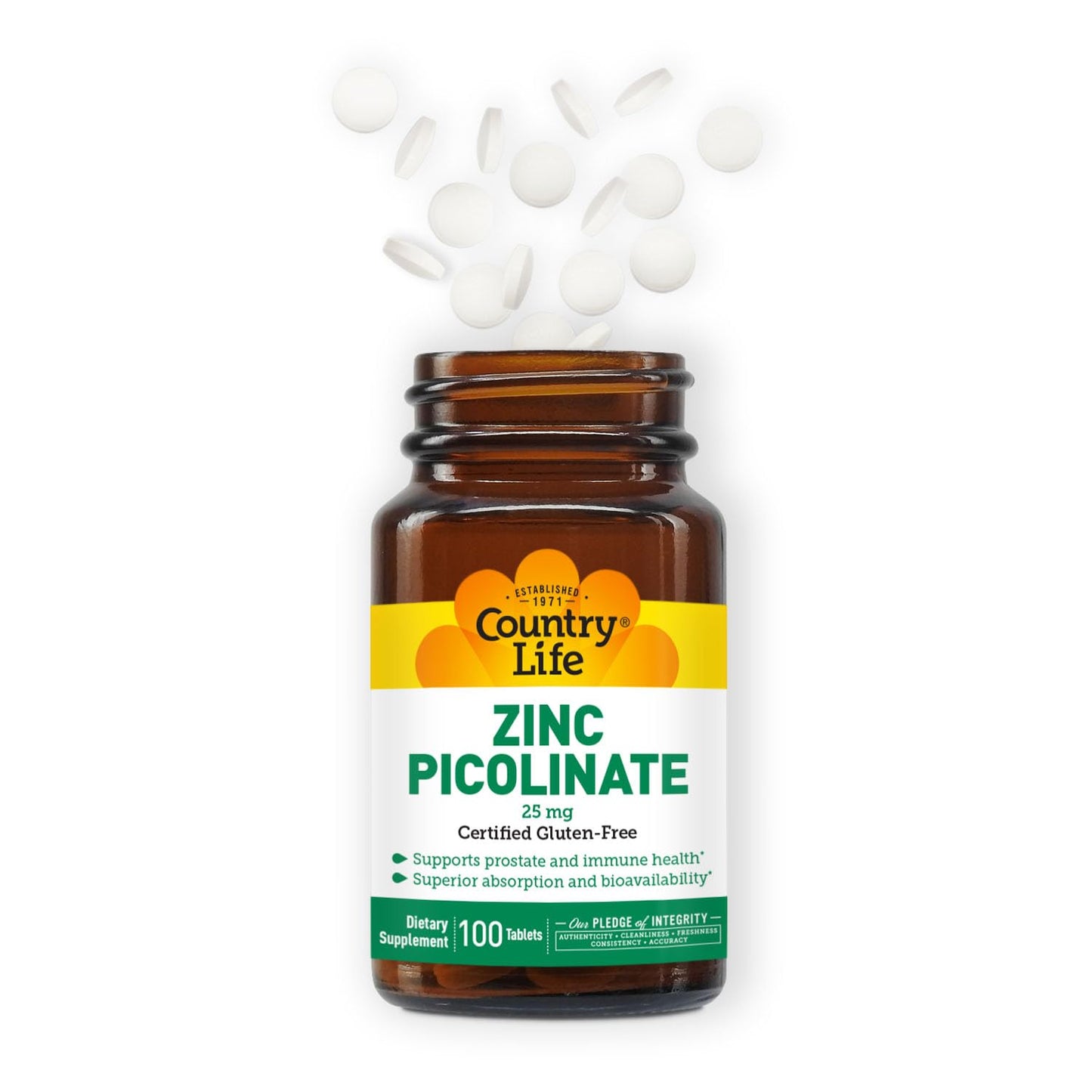 Country Life Zinc Picolinate 25 mg 100 Tablets