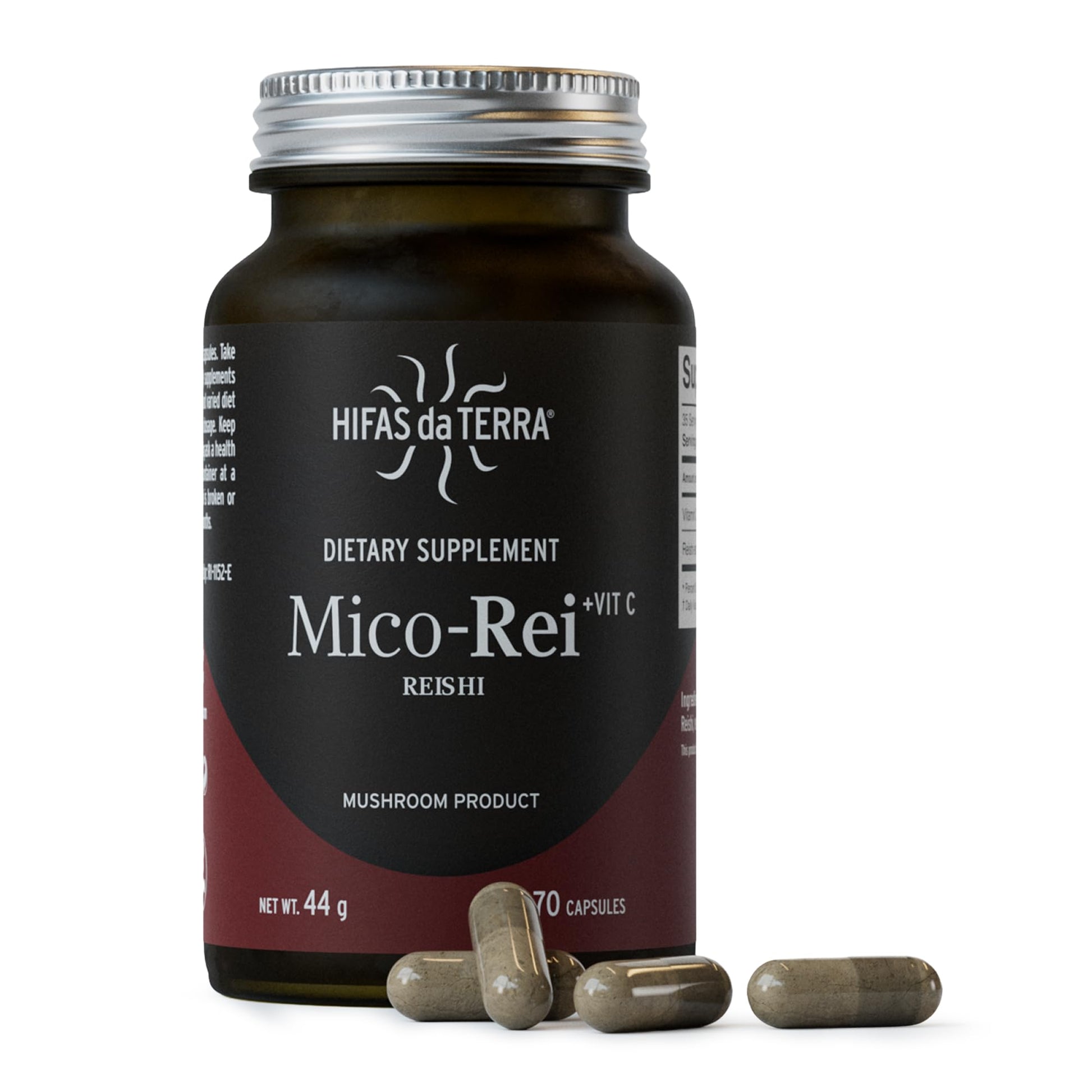 HIFAS DA TERRA Mico-Rei Organic Reishi Mushroom Capsules Immune Support Supplement, Energy & Vitality, 70 Capsules
