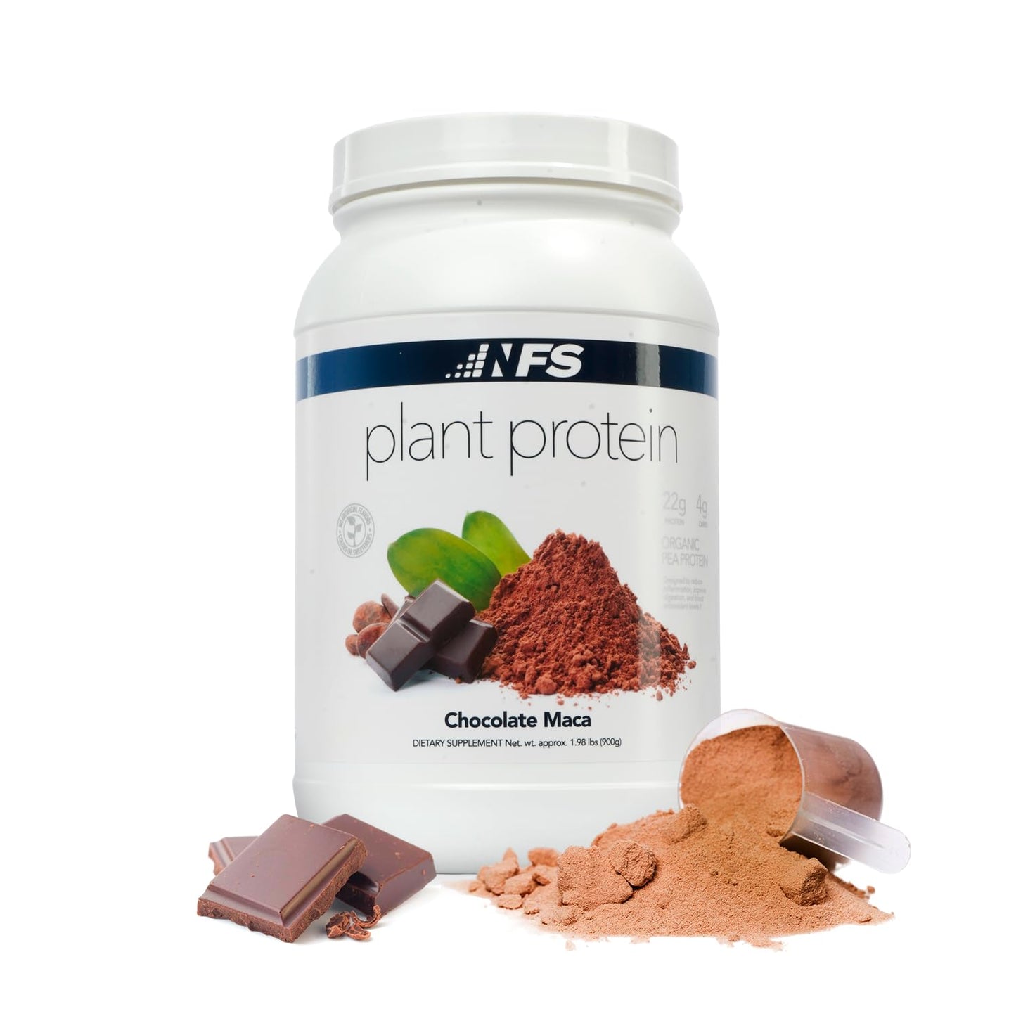 NF Sports All-Natural Plant-Based Protein (Chocolate Maca) Protein Powder, 28 Servings