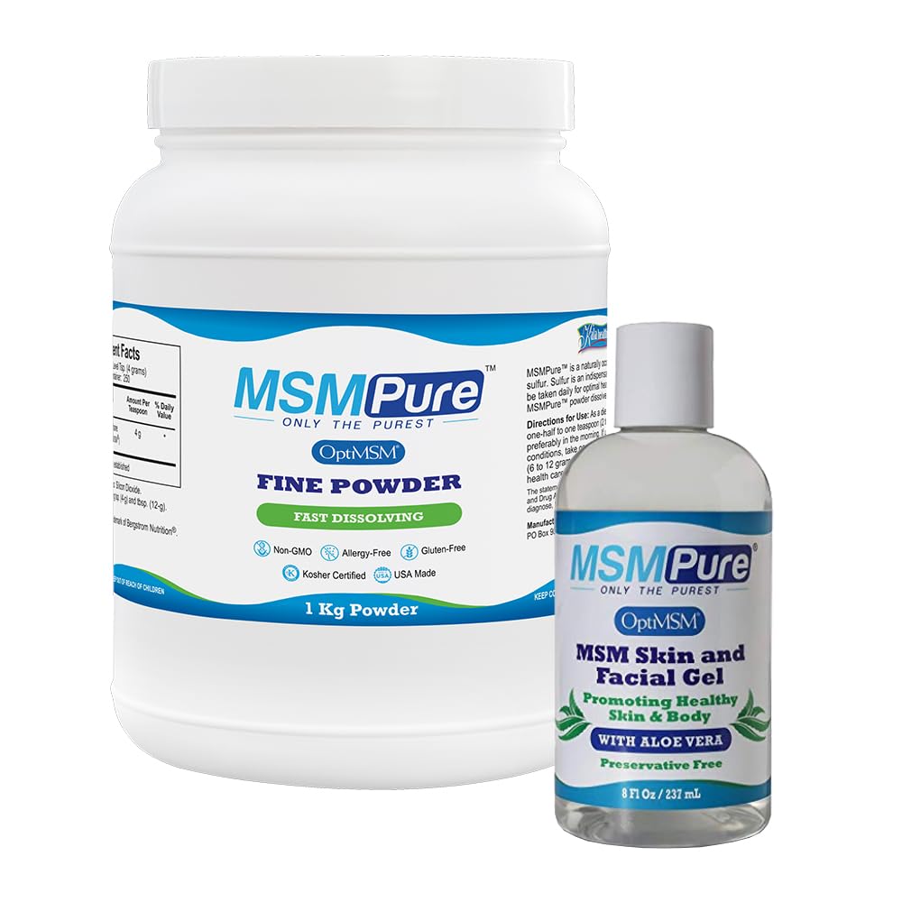 KALA HEALTH MSMPure MSM Fine Powder (2.2 lb) and MSM Gel with Organic Aloe (8 oz) Bundle