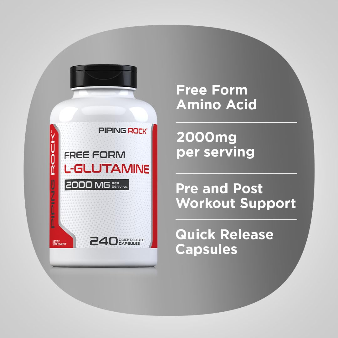 Piping Rock L-Glutamine Capsules, 2000 mg, 240 Capsules