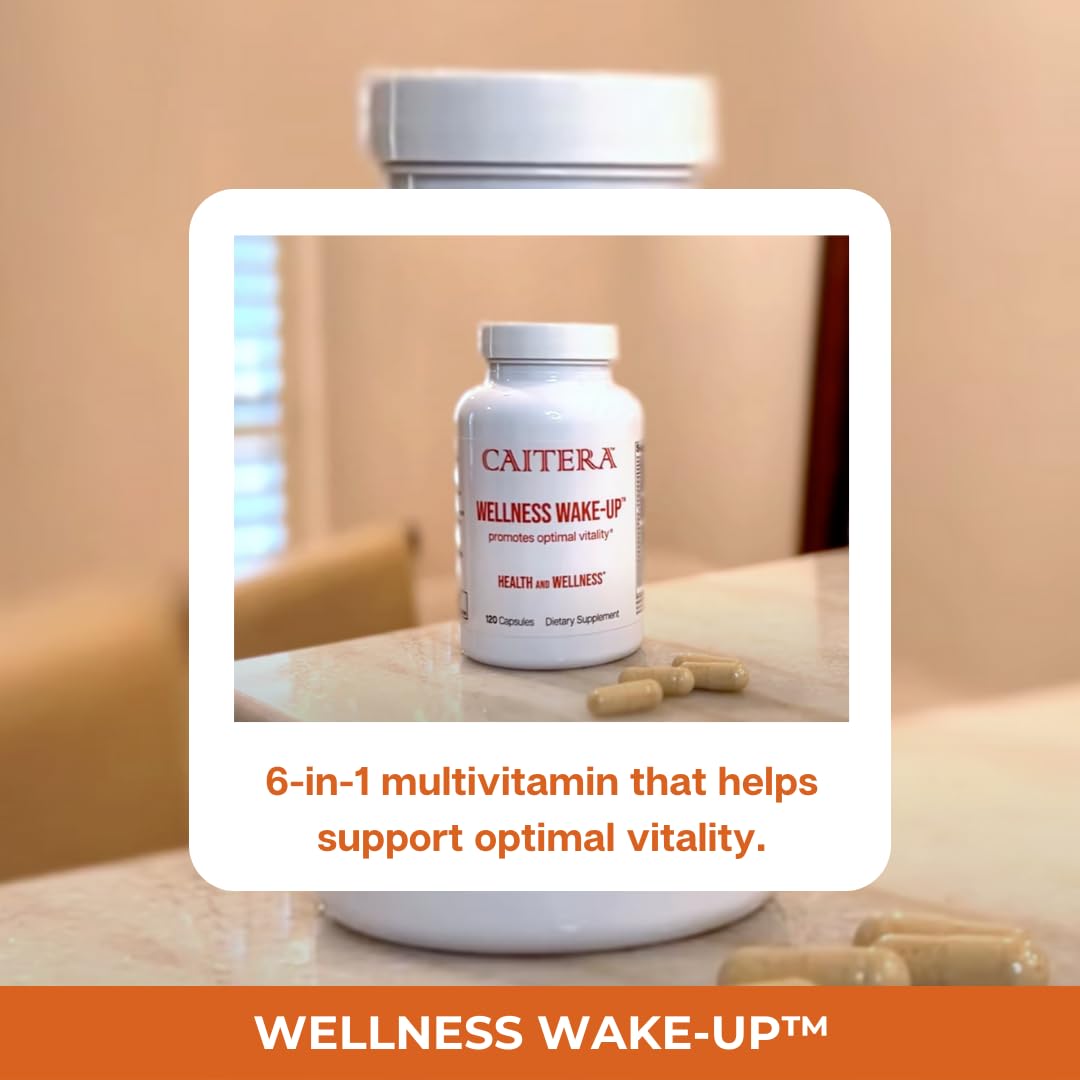 Caitera Wellness Wake-Up 6-in-1 Dietary Supplement for Men/Women, 120 Capsules