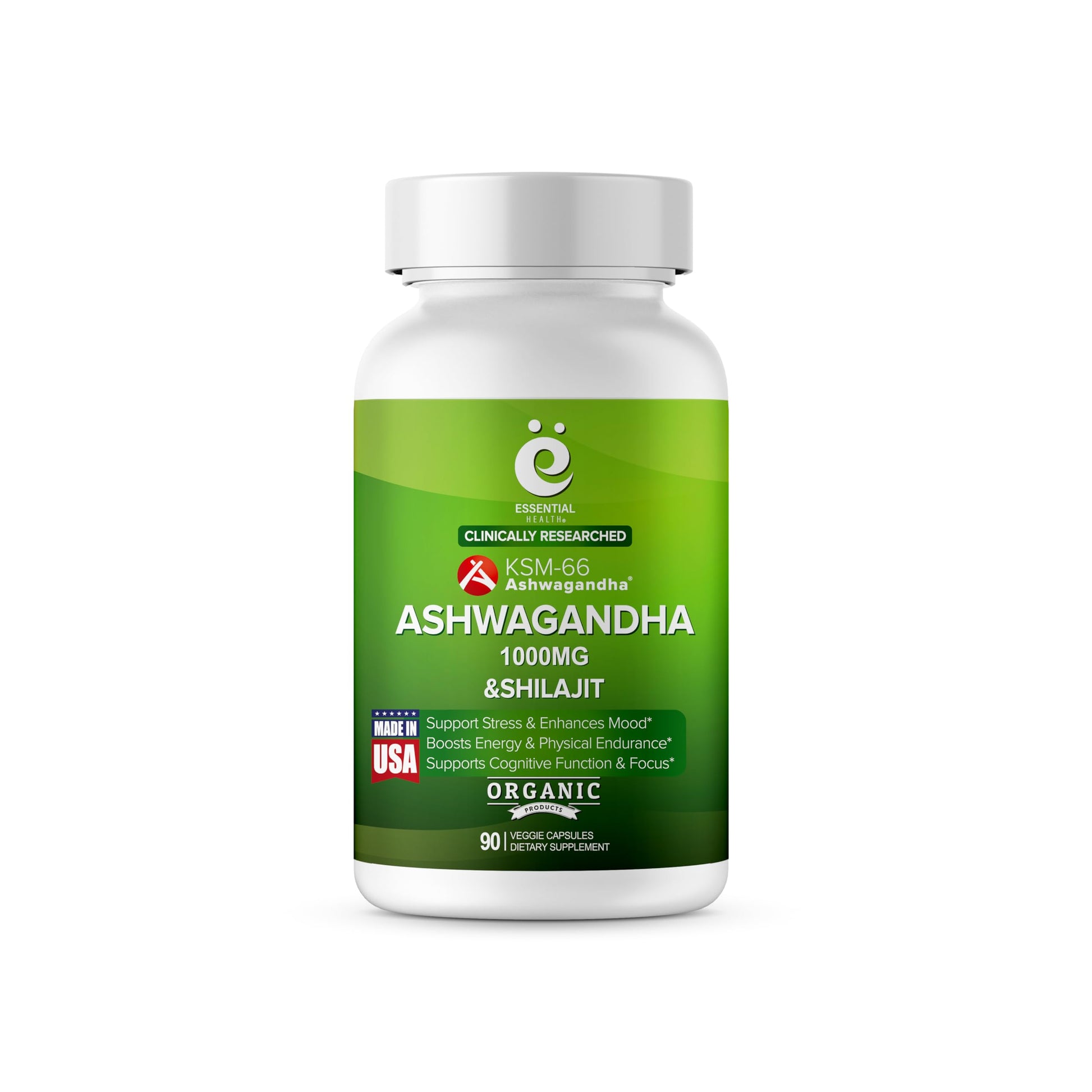 ESSENTIAL HEALTH KSM-66 Ashwagandha and Shilajit Extract Capsules, 90 Count