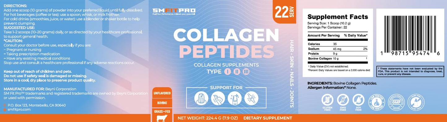 Sm Fit Pro Collagen Peptides Powder 7.9 Ounce