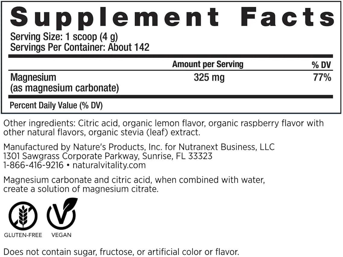 Generic Calm Magnesium Citrate Powder, Raspberry Lemon Flavor, 20 Ounces