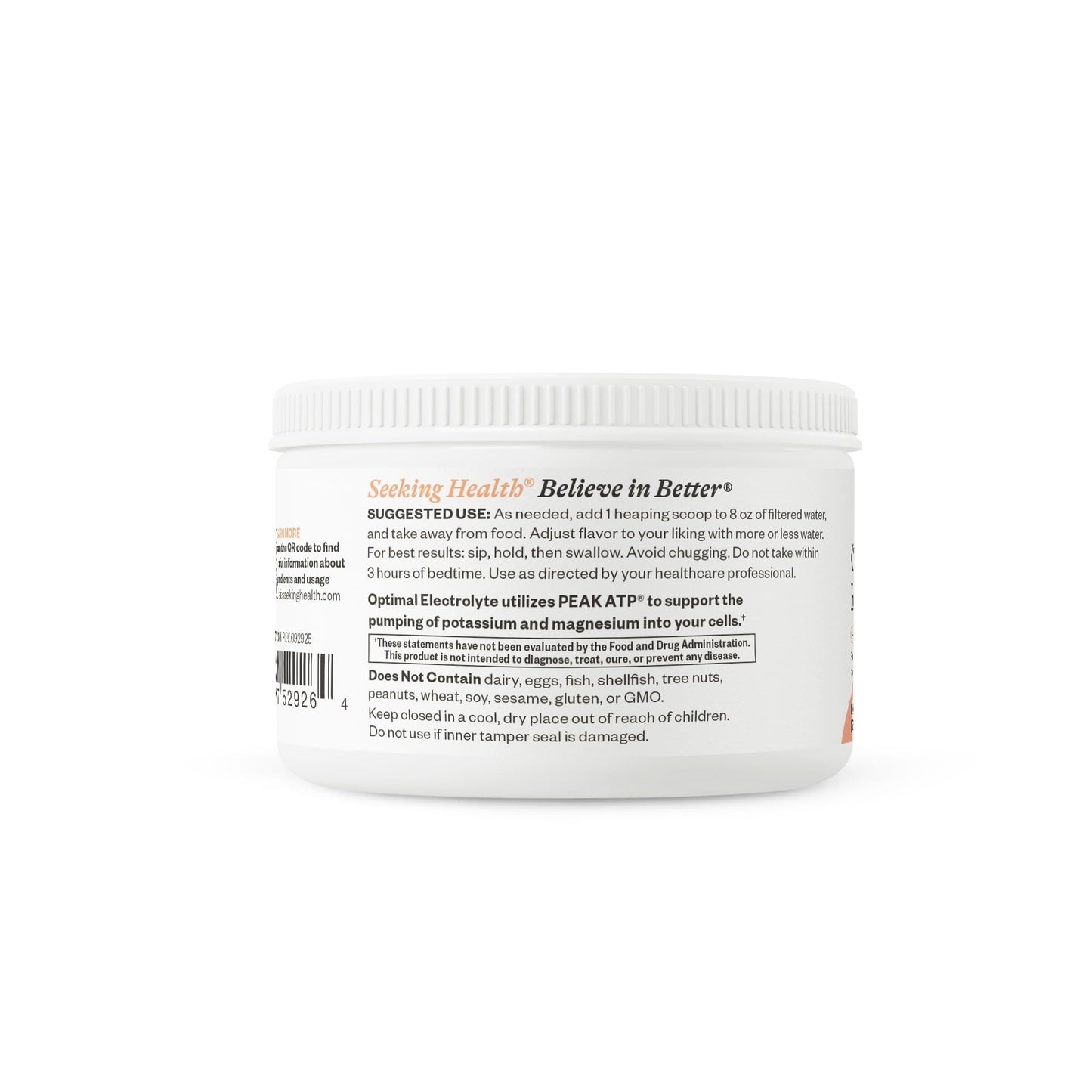 Seeking Health Optimal Electrolyte Peach Powder 6.46 Ounces