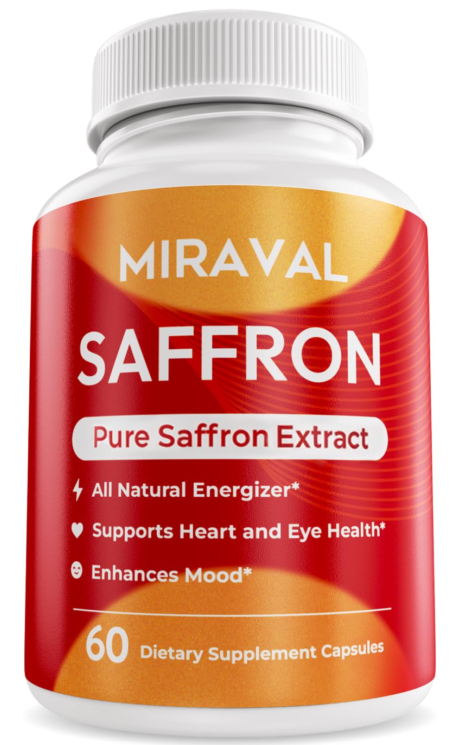 Miraval Saffron Supplement for Men & Women – Saffron Capsules with Organic Saffron Extract – Supports Mood, Focus & Clarity, 60 Capsules