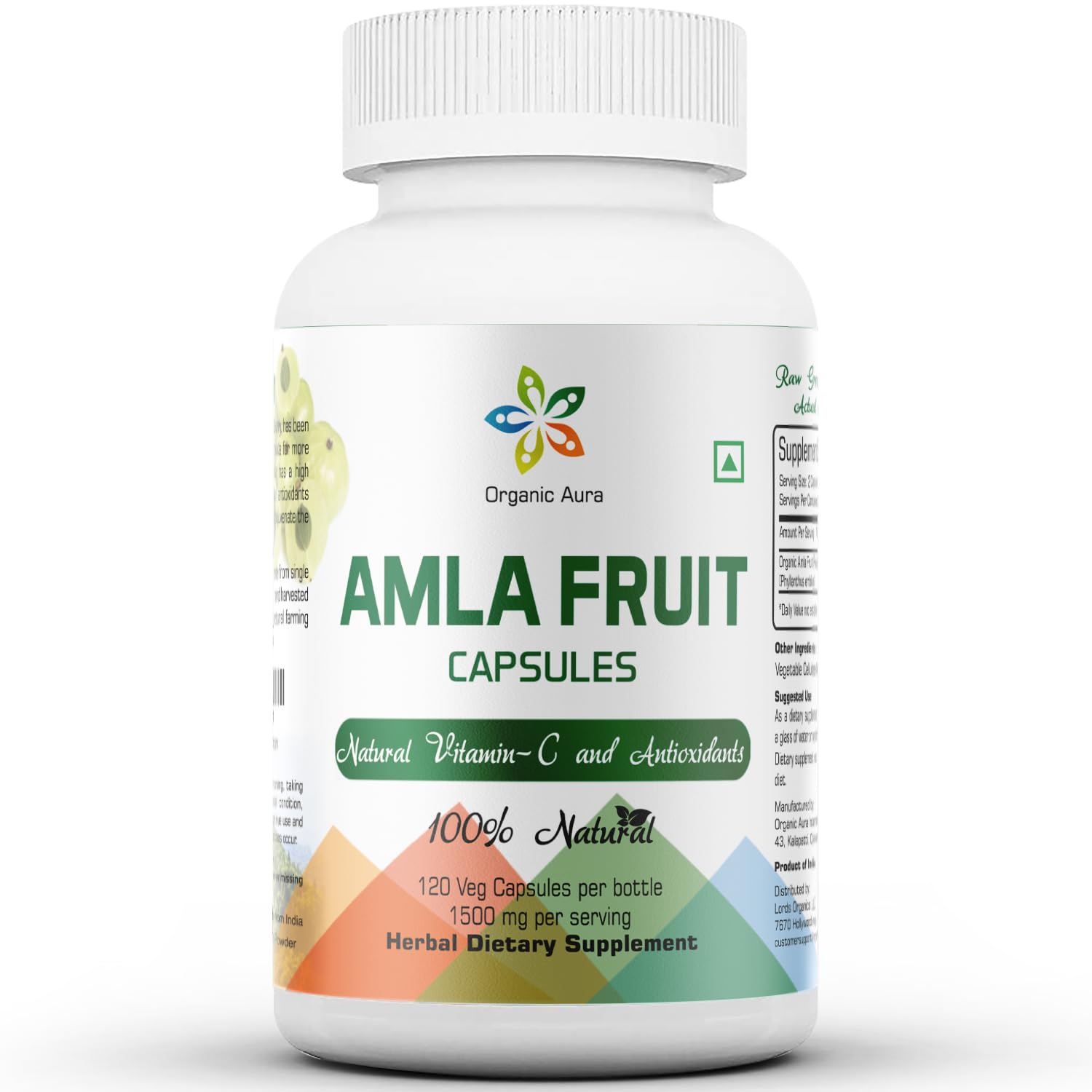 Organic Aura International Amla 1500mg Capsule, 120 Count