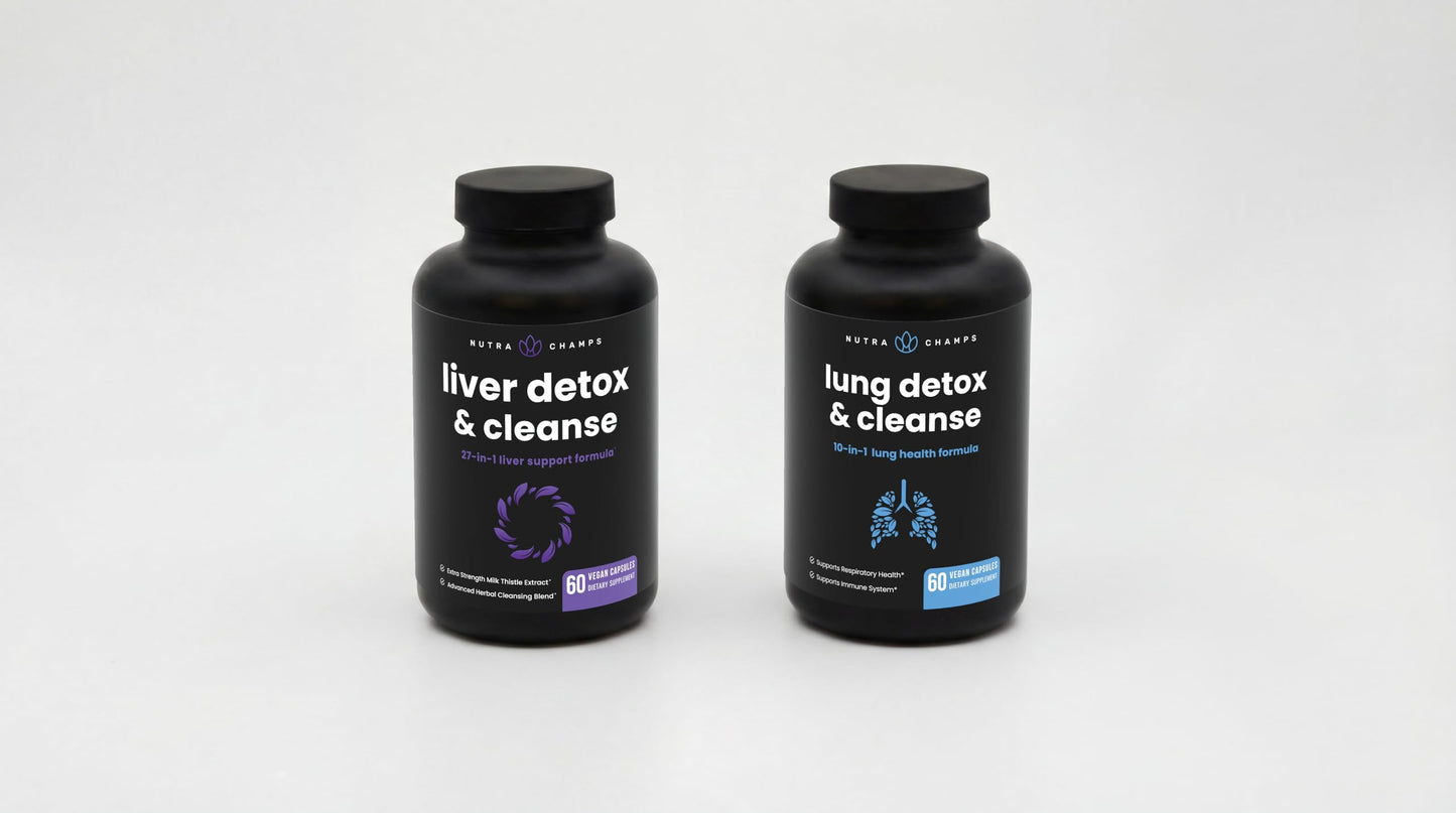 NutraChamps Liver Cleanse and Lung Cleanse Capsules, 2-Pack Bundle