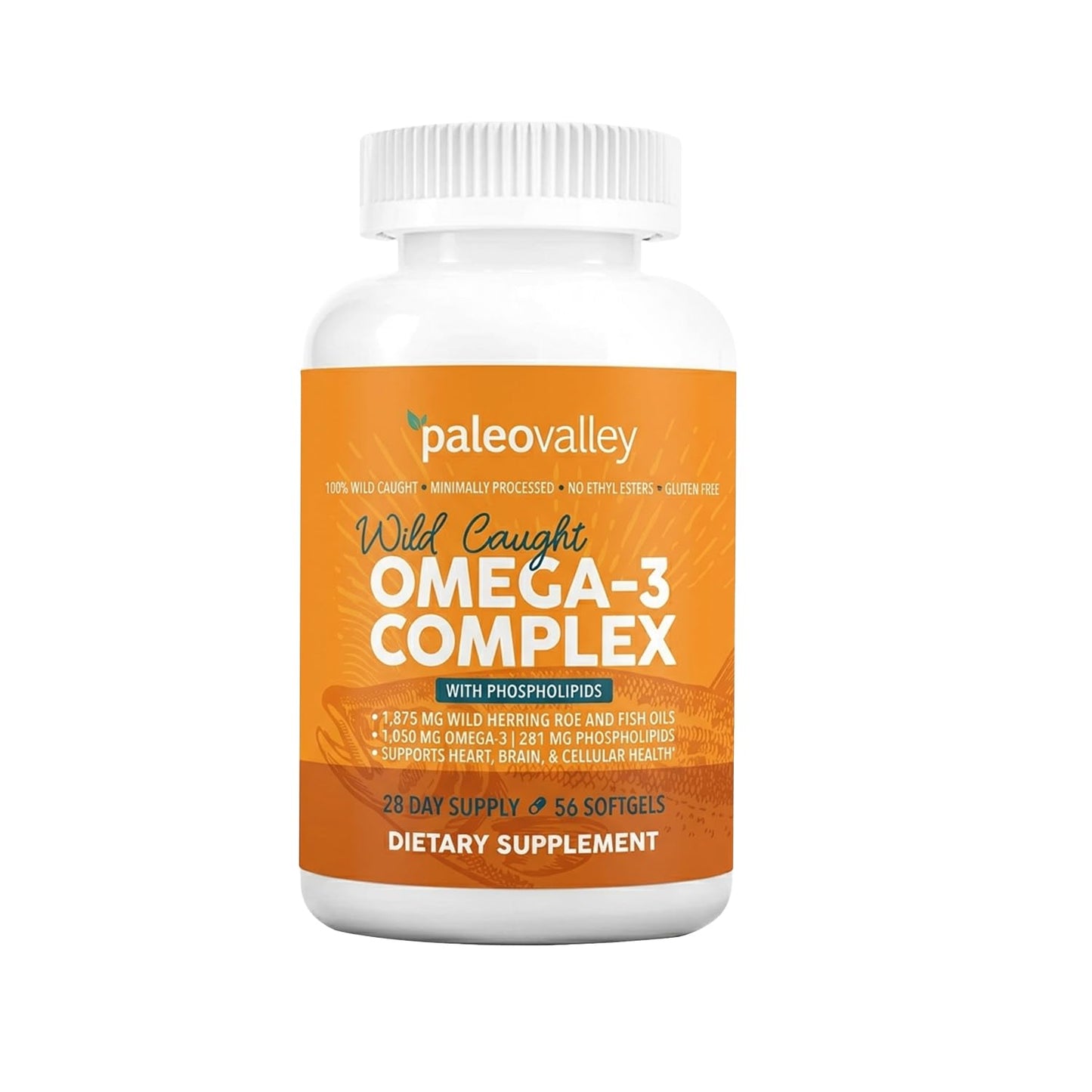 Paleovalley Omega-3 Complex, Wild Caught Fish Oil Softgels, 56 Count