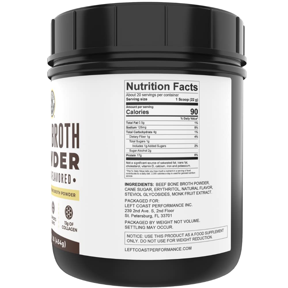 Left Coast Performance Vanilla & Chocolate Bone Broth Protein Powder, 32 oz