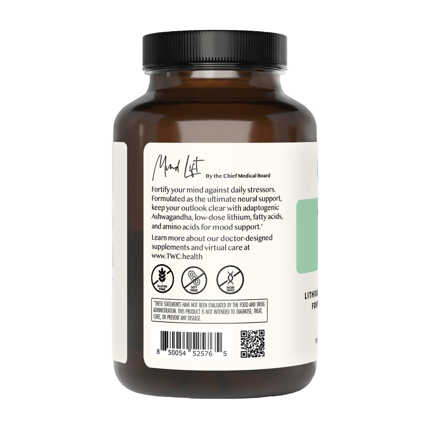 The Wellness Company Mind Lift - Mood Boost, Mental Focus, Cognitive Defense - Lithium, GABA, DHA L-Phenylalanine Capsules, 120 Count