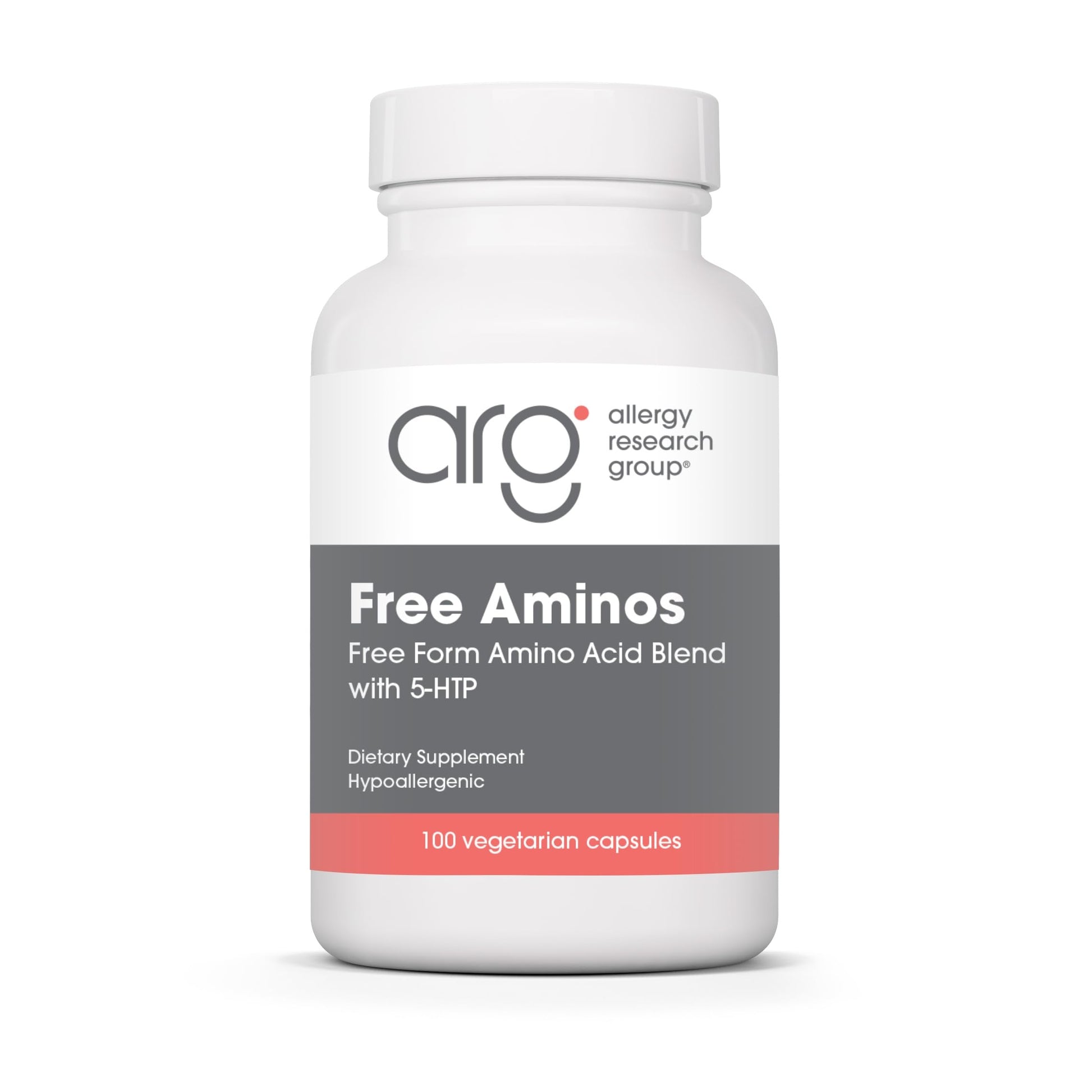 Allergy Research Group ARG Free Aminos - Free Form Amino Acid Complex with 5-HTP - Essential Amino Acids for Muscle & Neuro Support - Vegetarian Capsules, 100 Count