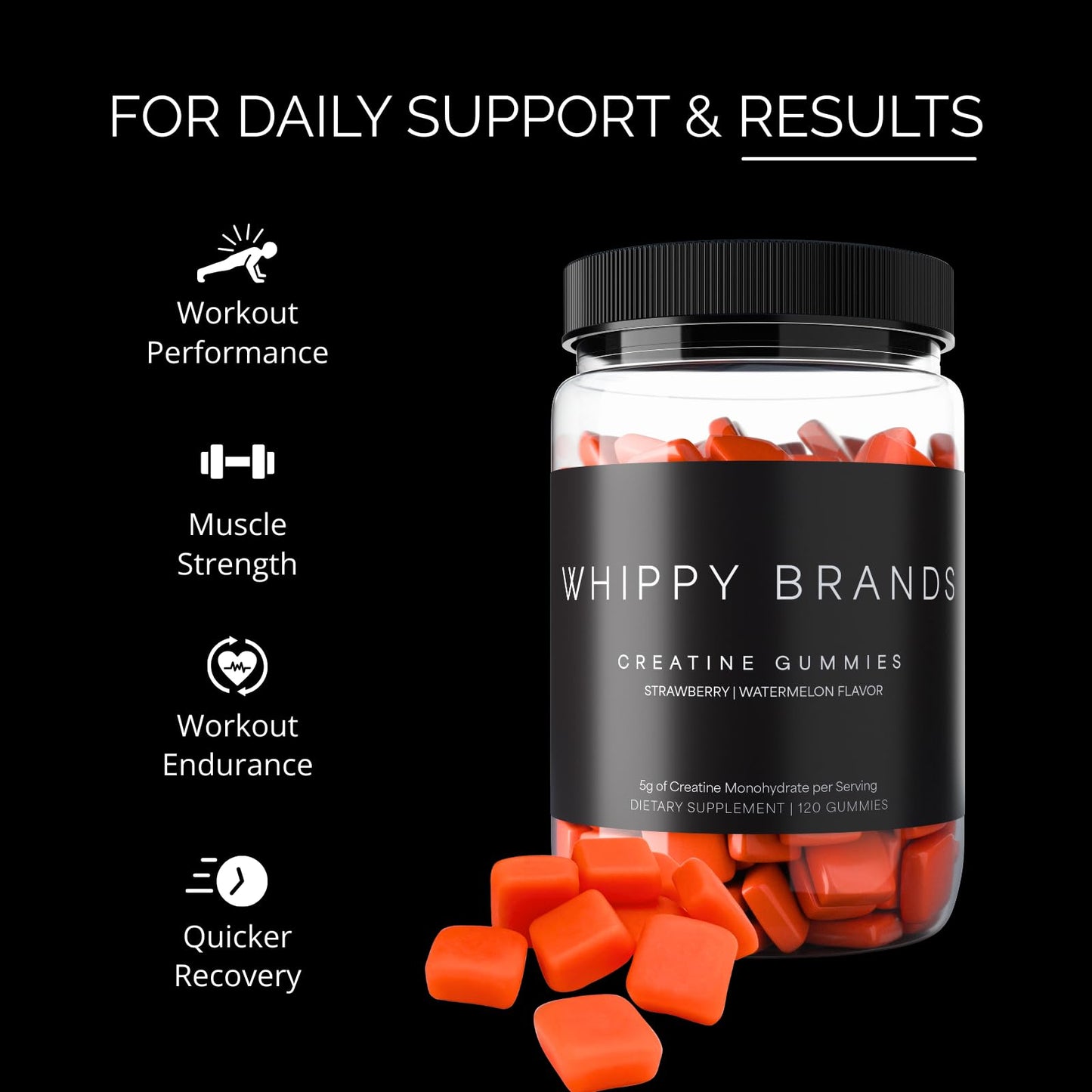 Whippy Brands Creatine Gummies 120 Count