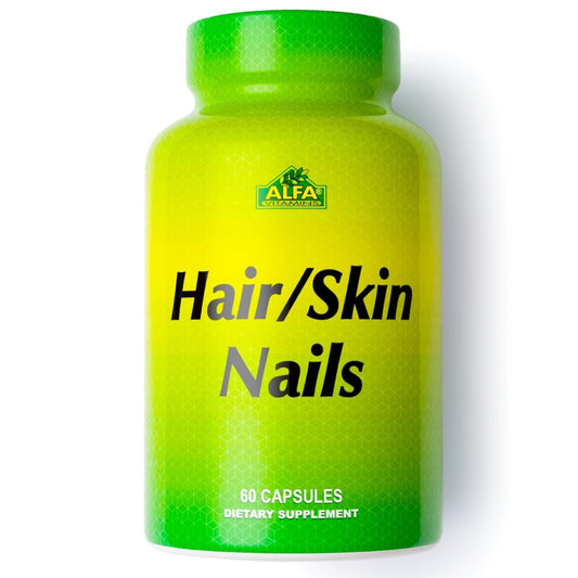 ALFA VITAMINS Hair/Skin Nails Natural Dietary Supplement - Essential Vitamins and Minerals for Skin, Hair, and Nails Health Tablets 60