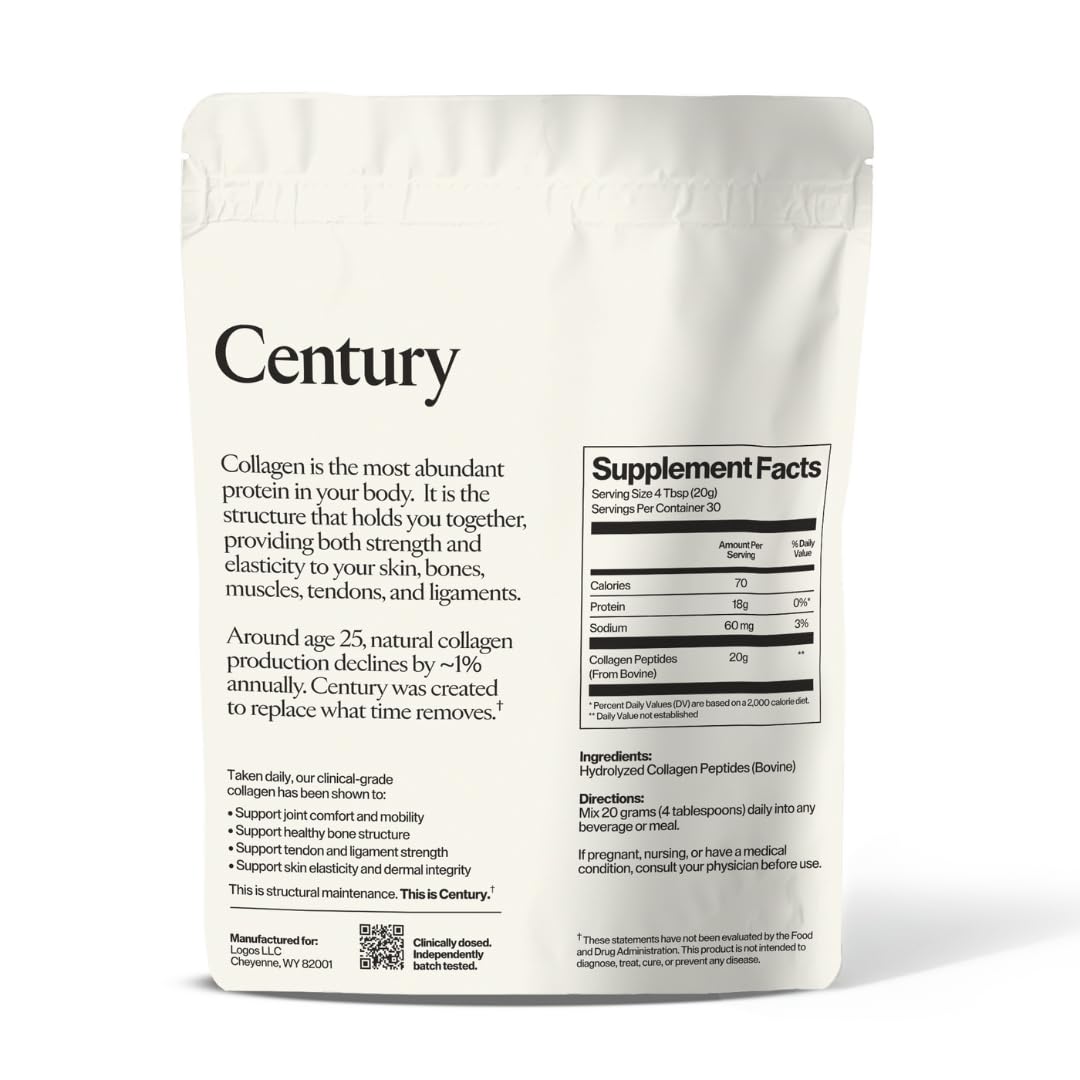 Century Collagen Structural Collagen Peptides Powder 30 Servings