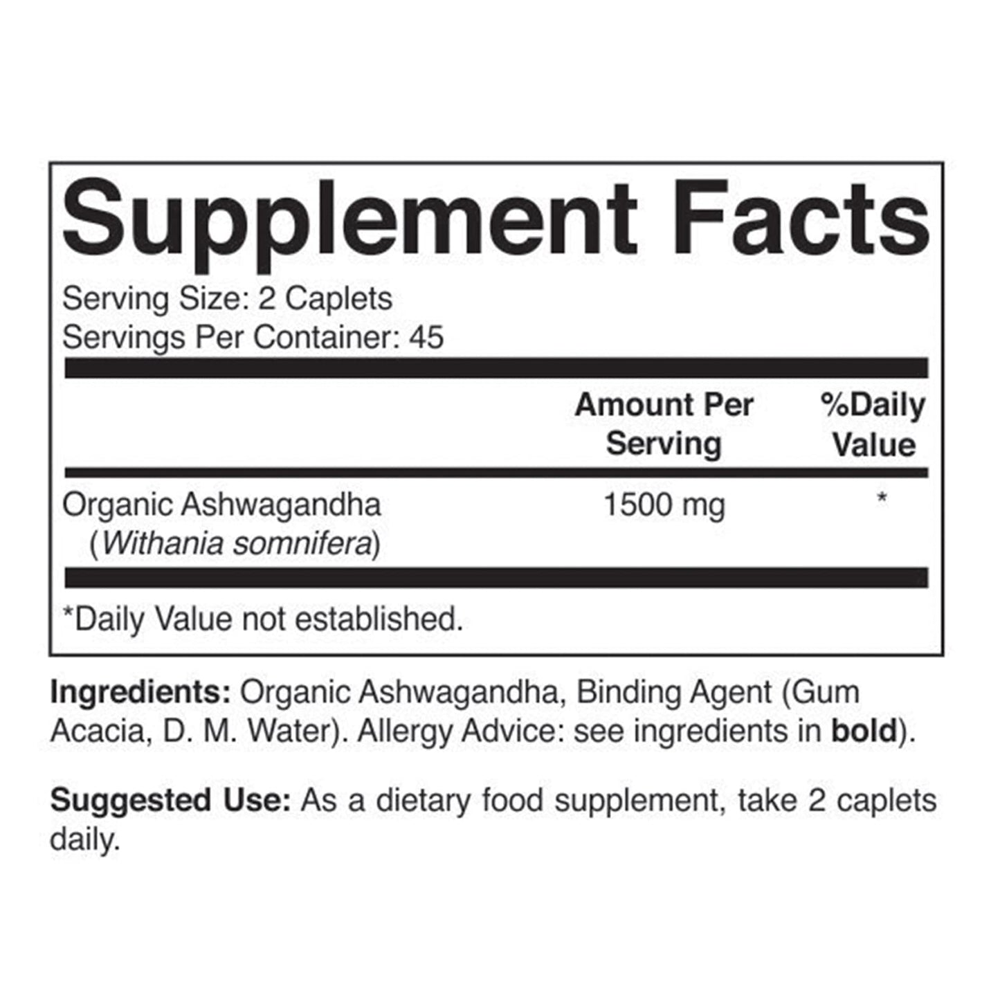 Brieofood Organic Ashwagandha 1500mg Tablet, 180 Tablets