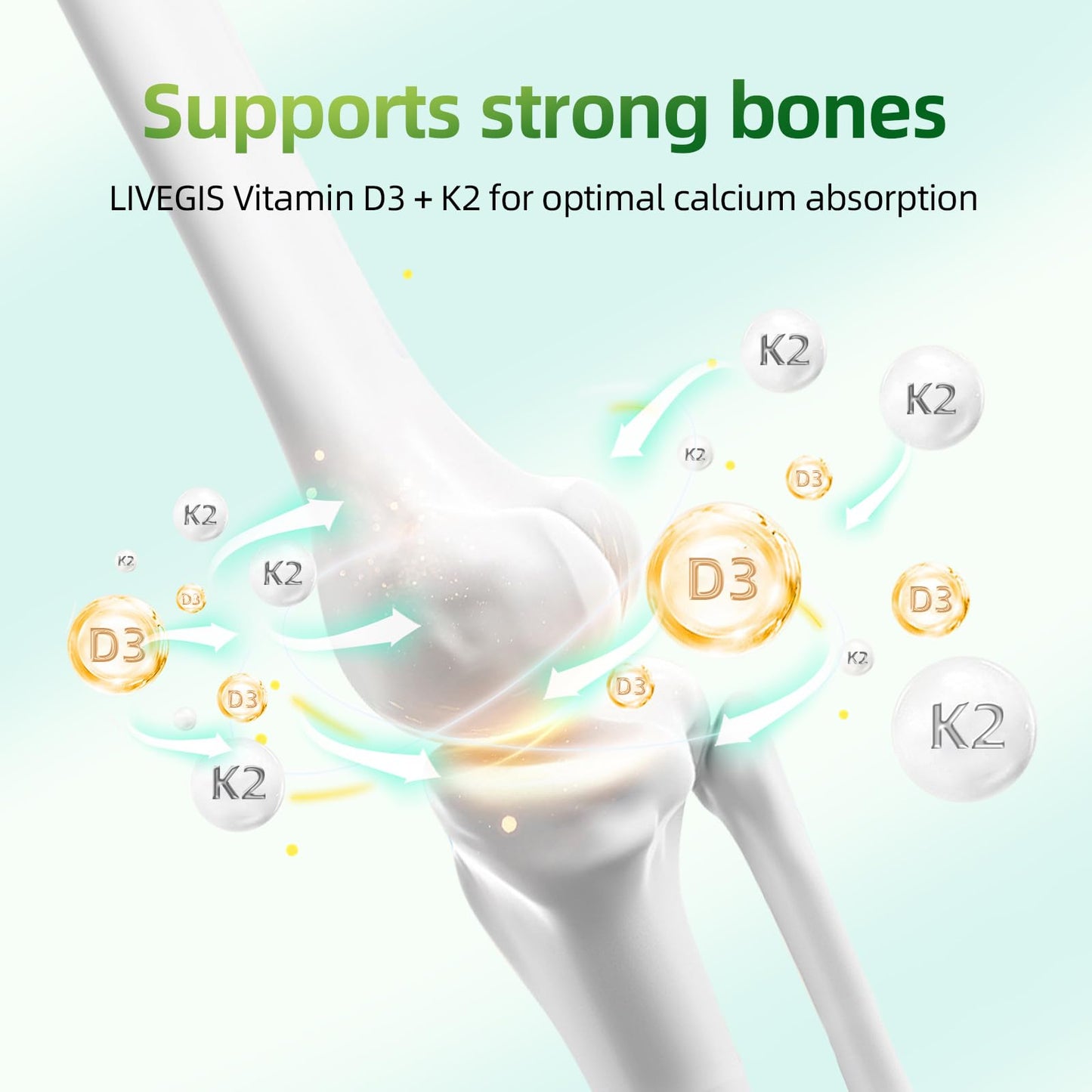 LIVEGIS Vitamin D3 K2 Softgels, 180 Count