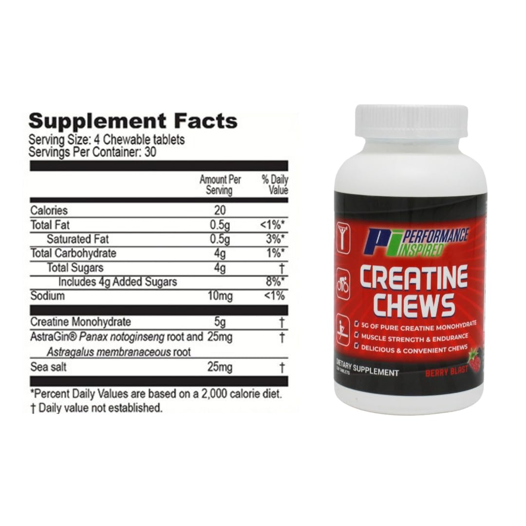 PERFORMANCE INSPIRED Creatine Chew Tablet, 120 Tablets