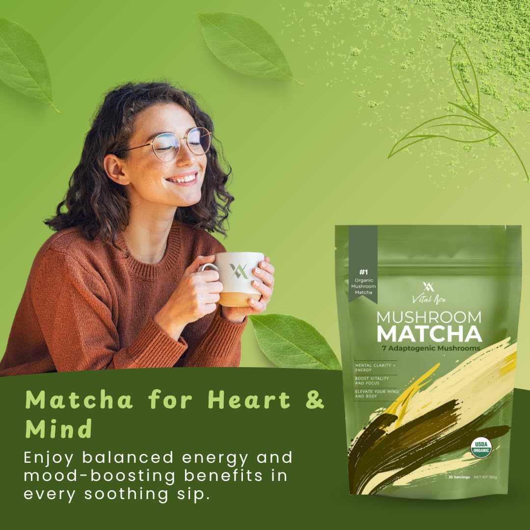 Vital Ace Mushroom Matcha Powder 6.3 oz