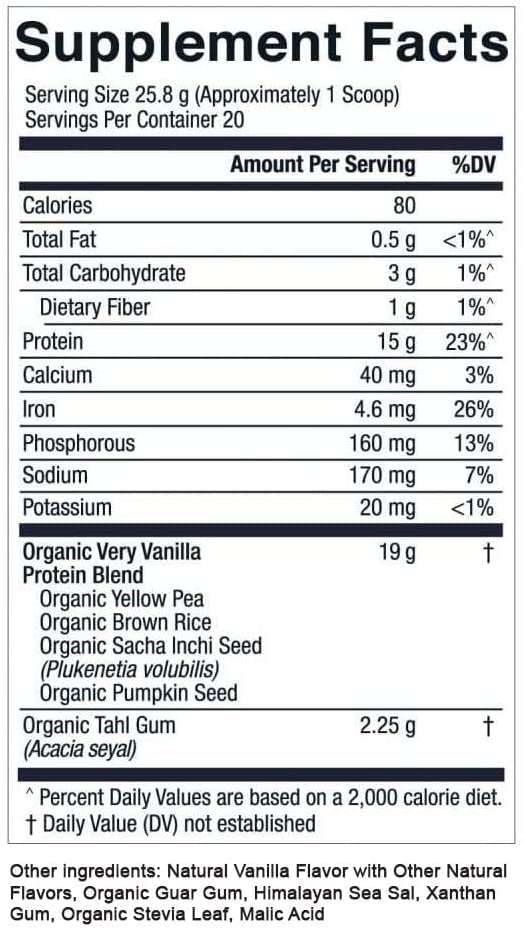 Essential Elements Pea Protein Powder - Very Vanilla 18.2 oz