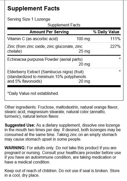 Swanson Premium Brand Zinc & C Lozenges with Elderberry & Echinacea, Chewable, 400 Count