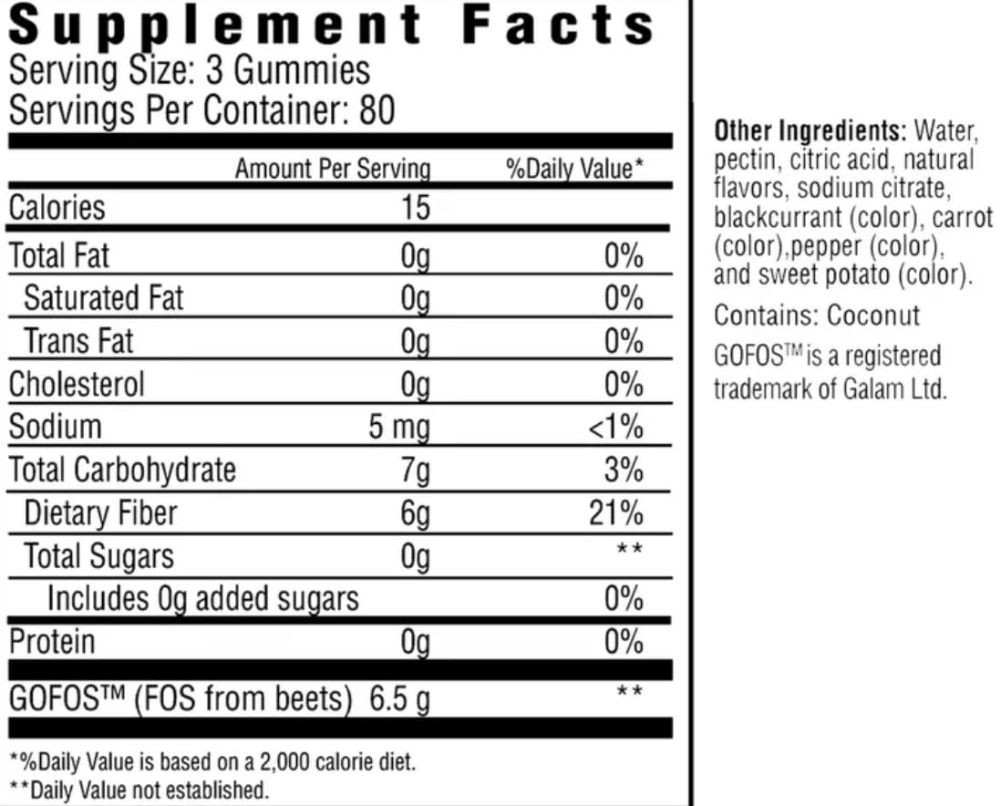 Generic County Farmer Fiber Gummies With Prebiotic, Mixed Fruit Flavor, Sugar-Free, 6G Fiber Per Serving, 240 Count Gummies