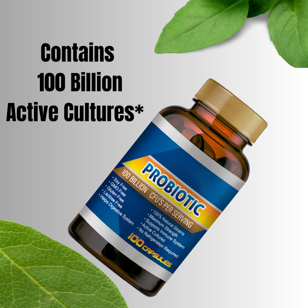Generic Probiotic Supplement Capsules, 100 Capsules