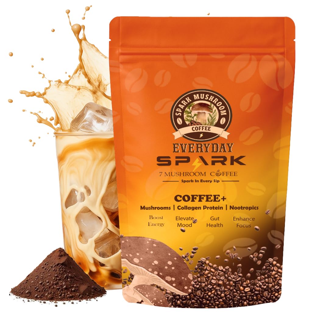 Spark Mushroom Coffee Instant Organic Mushroom Coffee Powder 7.4 oz