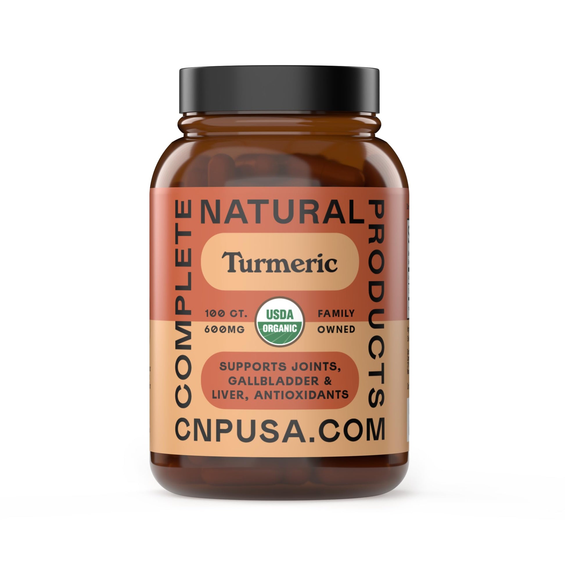 Complete Natural Products Organic Turmeric Capsules 600mg, 100 Capsules