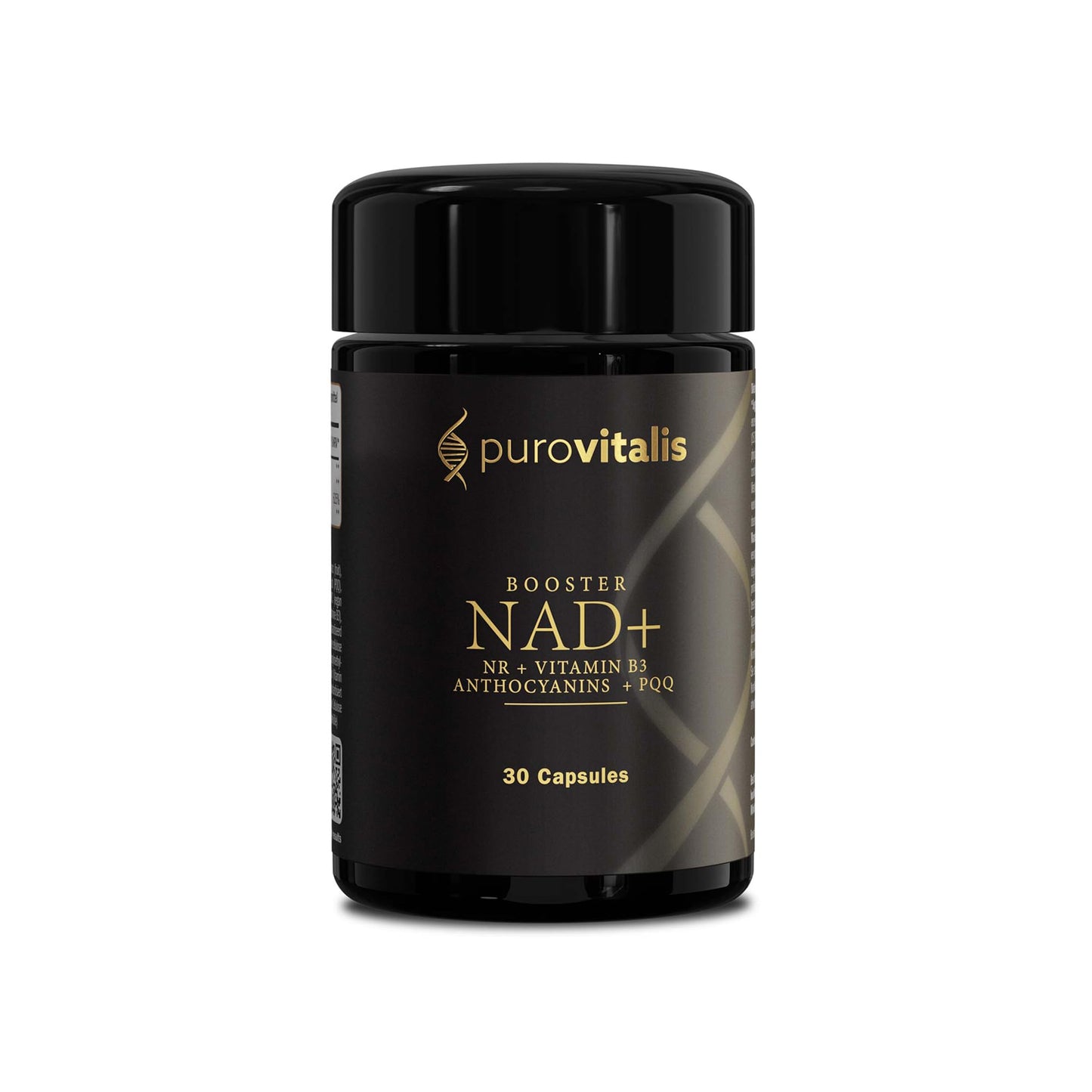 PUROVITALIS NAD+ Supplement with Nicotinamide Riboside (NR), Vitamin B3, PQQ & Anthocyanin, Cellular Energy Booster Capsules, 30 Count