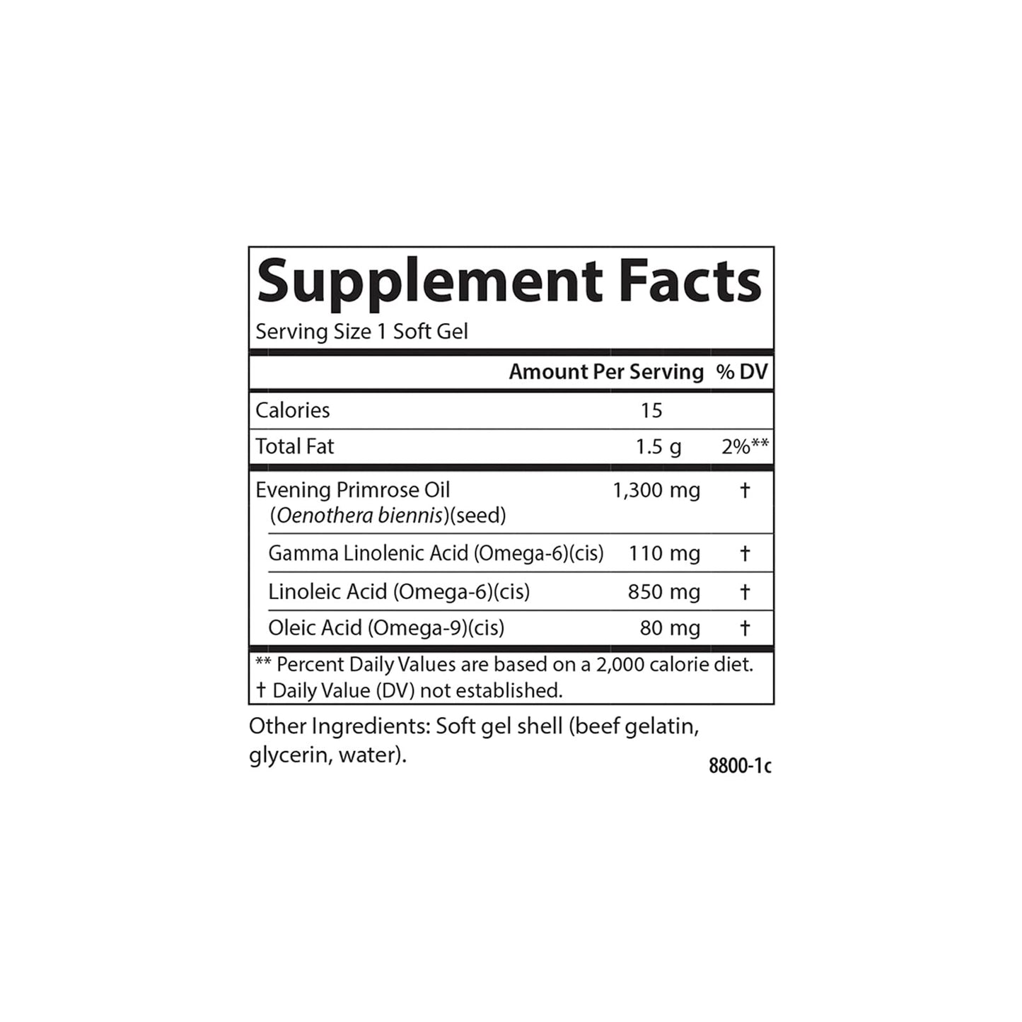 Carlson Golden Primrose Evening Primrose Oil Softgels, 1300 mg, 50 Count