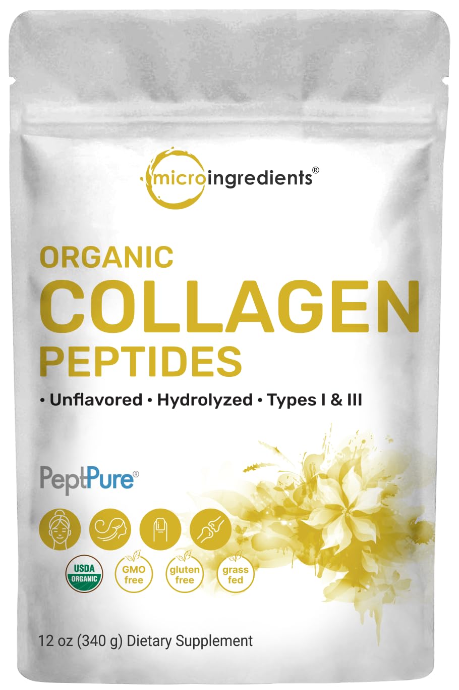 Micro Ingredients Vitamin D3 5000iu + K2 100mcg Softgels & Organic Collagen Peptides Powder Bundle 2 Pack