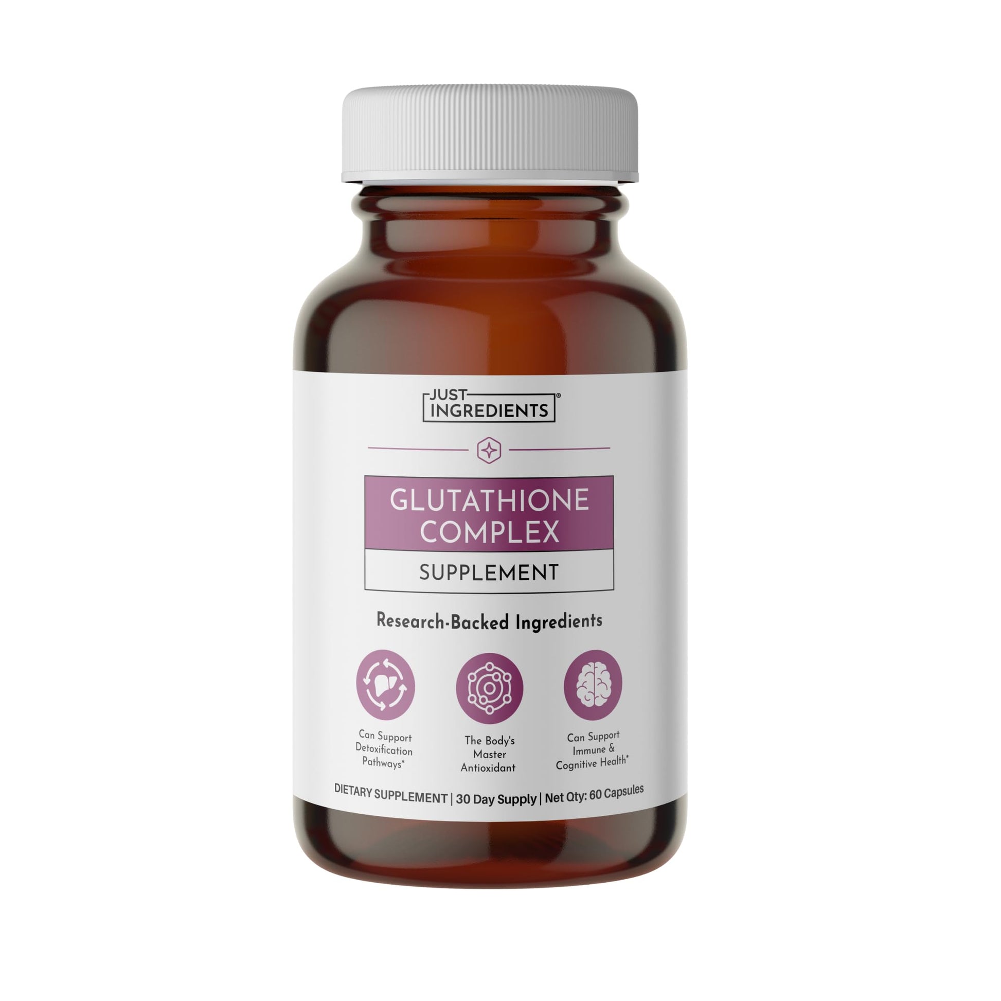 JUST INGREDIENTS Glutathione Complex - Liposomal, S-Acetyl-L-Glutathione, Tributyrin Capsules 60