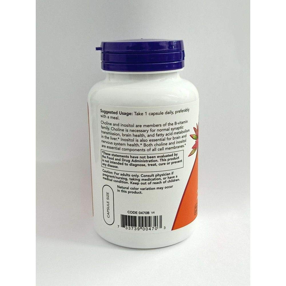 NOW Foods Choline and Inositol 500mg Capsules, 200 Count