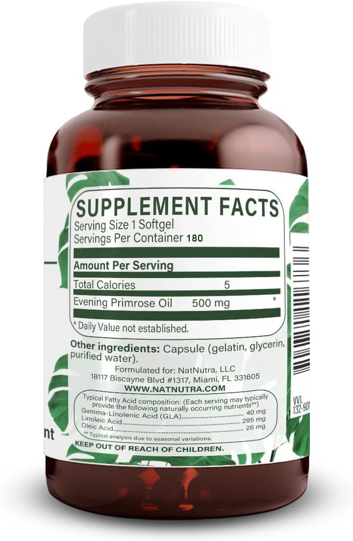 Natural Nutra Evening Primrose Oil Supplement Softgel, 180 Softgels