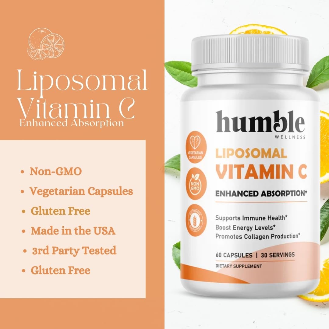 Humble Wellness Liposomal Vitamin C - Advanced Absorption Formula Capsule 60 Count