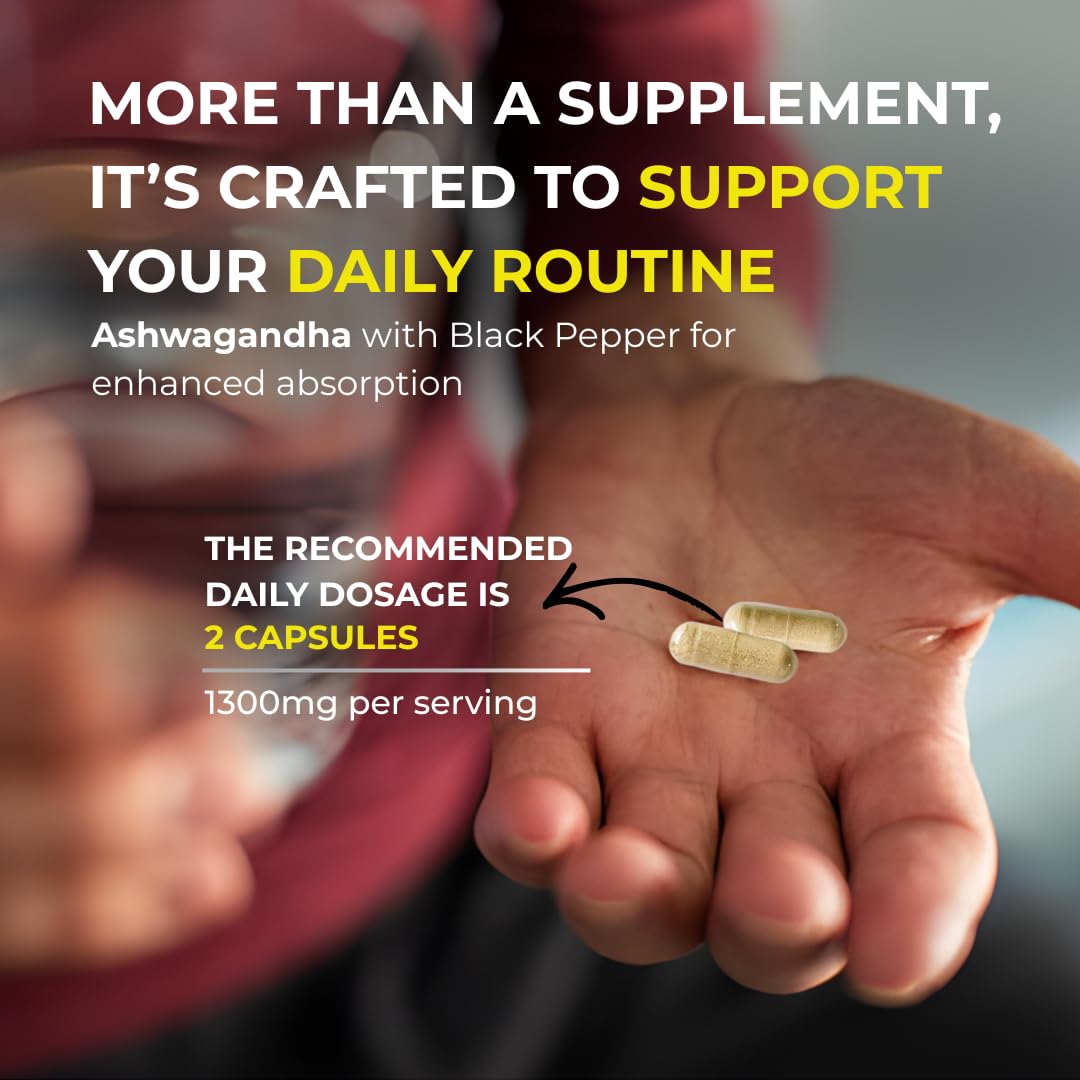TINGOLI Organic Ashwagandha 1300mg, 60 Capsules