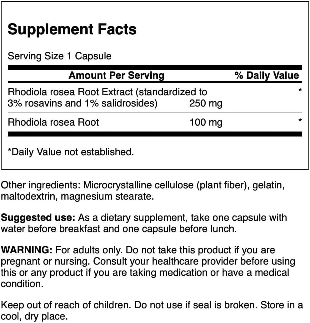 Swanson Rhodiola Rosea Extract 60 Capsules