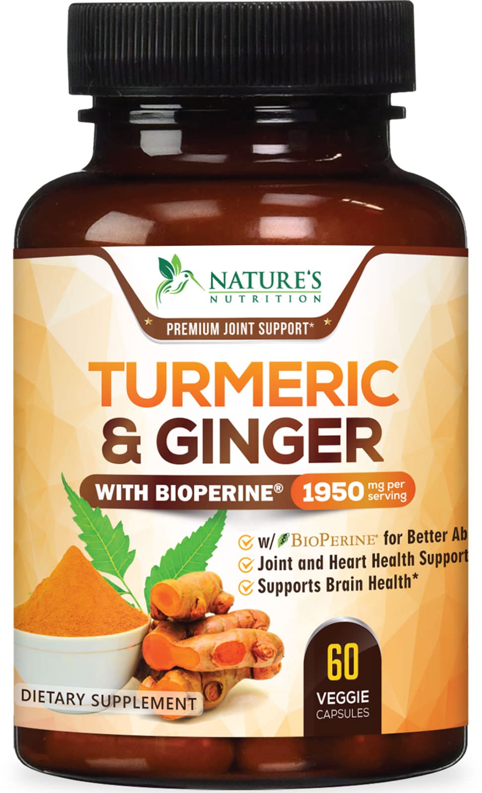 Nature's Nutrition Turmeric Curcumin Supplement Capsule, 60 Capsules