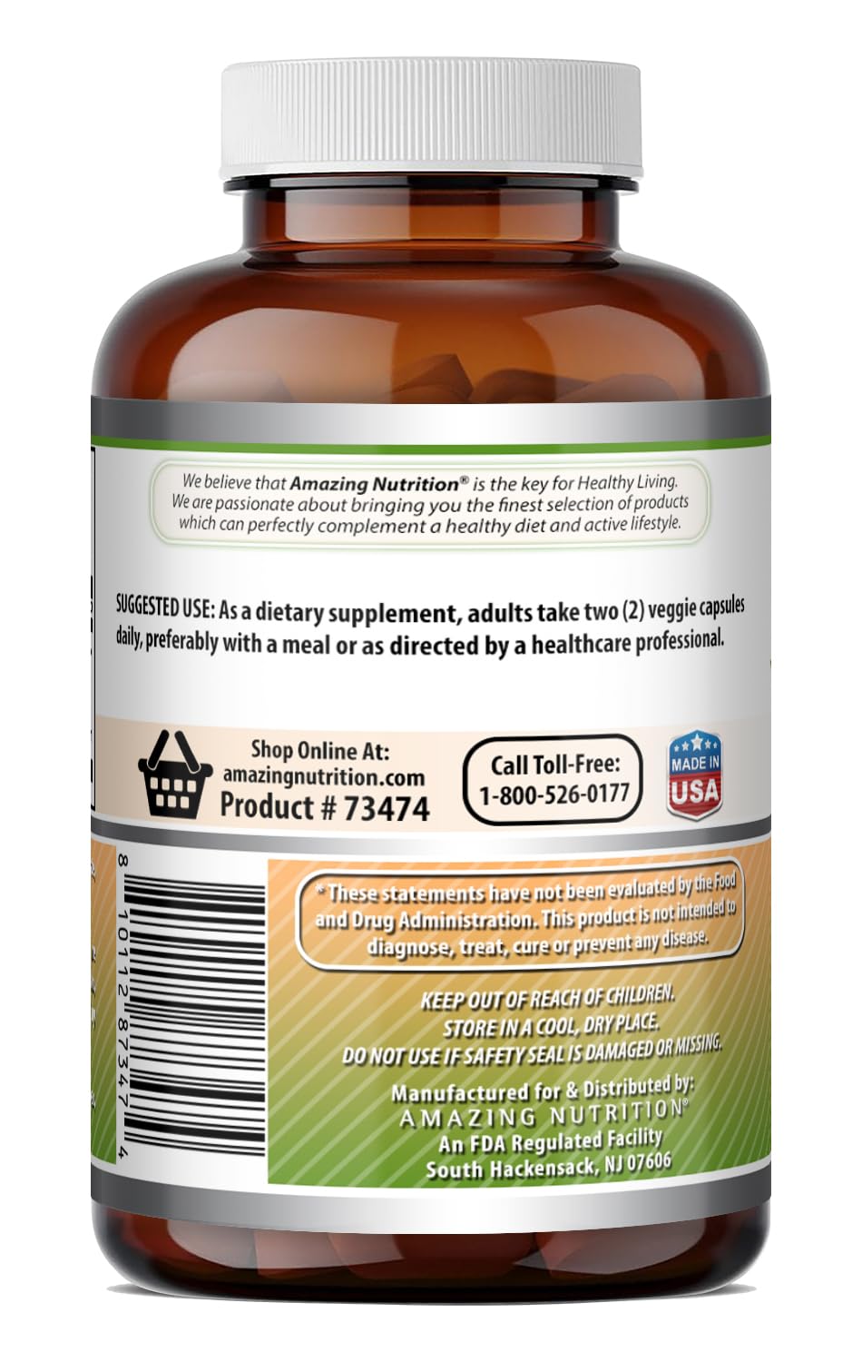 Amazing Nutrition White Kidney Bean Extract 1650 mg 4:1 Extract Capsule 120 Count