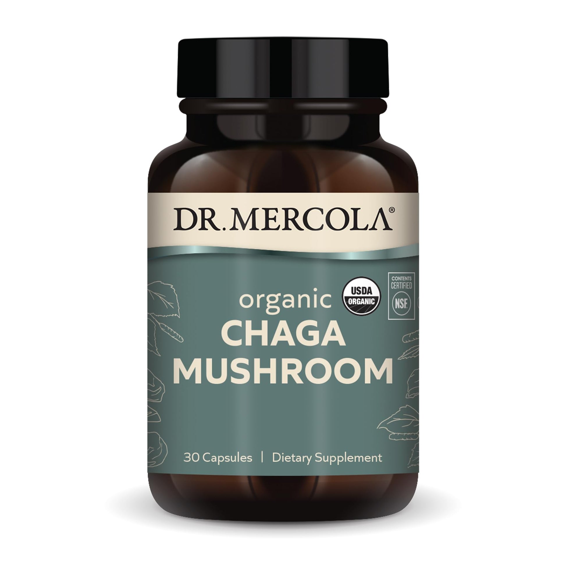 Dr. Mercola Organic Chaga Mushroom - Immune Support - Adaptogenic Blend with Chaga Extract & Chaga Powder Capsules, 30 Count