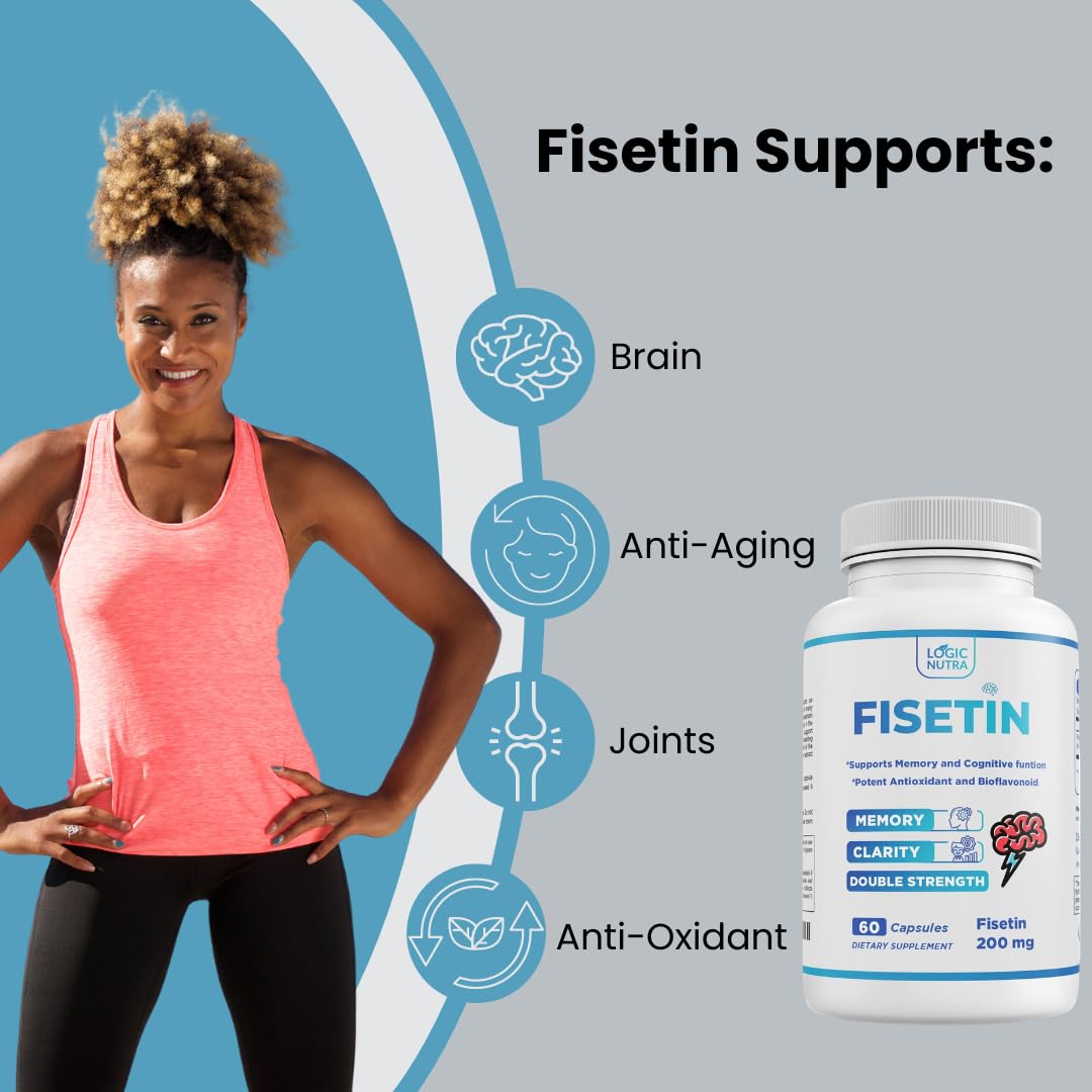 Logic Nutra Fisetin Double Strength 200 mg Capsules, 60 Count