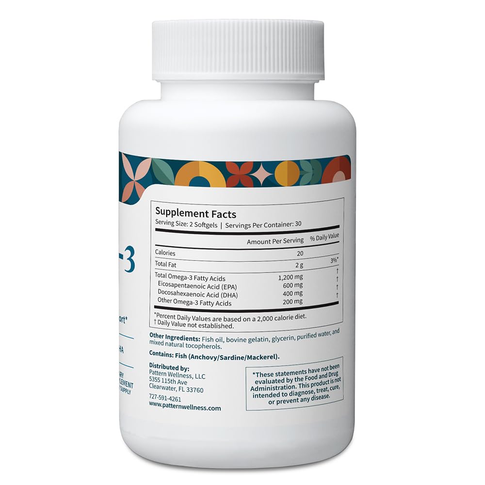 Pattern Wellness Omega 3 Softgels 60 Softgels